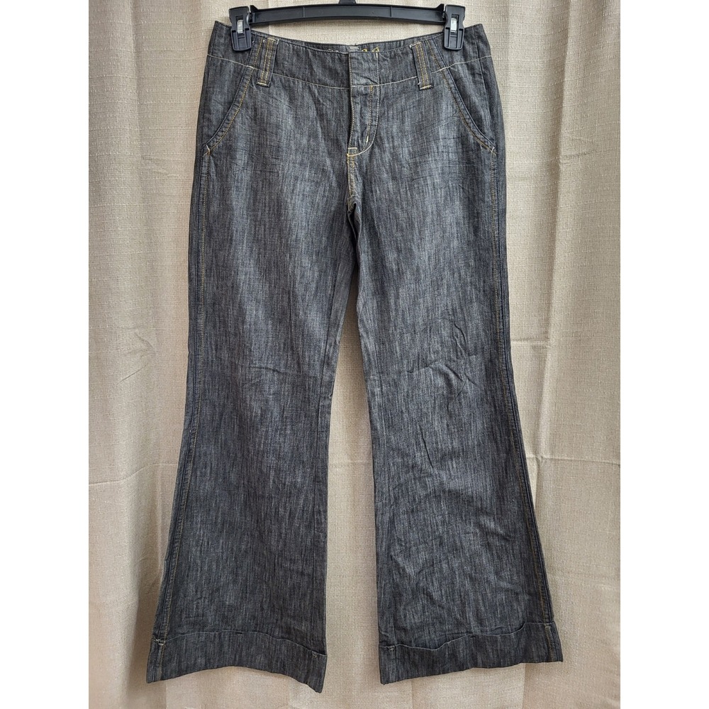 Level 99 Womens Wide Leg Denim Trousers Dark Wash Cotton Jeans Size 29 Preppy